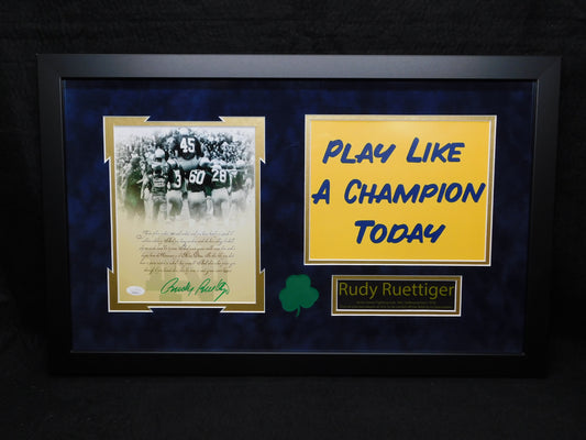 Rudy Ruettiger Signed Autographed Framed 8x10 Photo Notre Dame Fighting Irish JSA COA