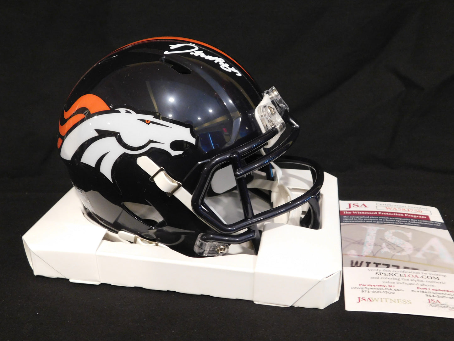 Damarri Mathis Signed Autographed Denver Broncos Speed Mini Helmet JSA COA