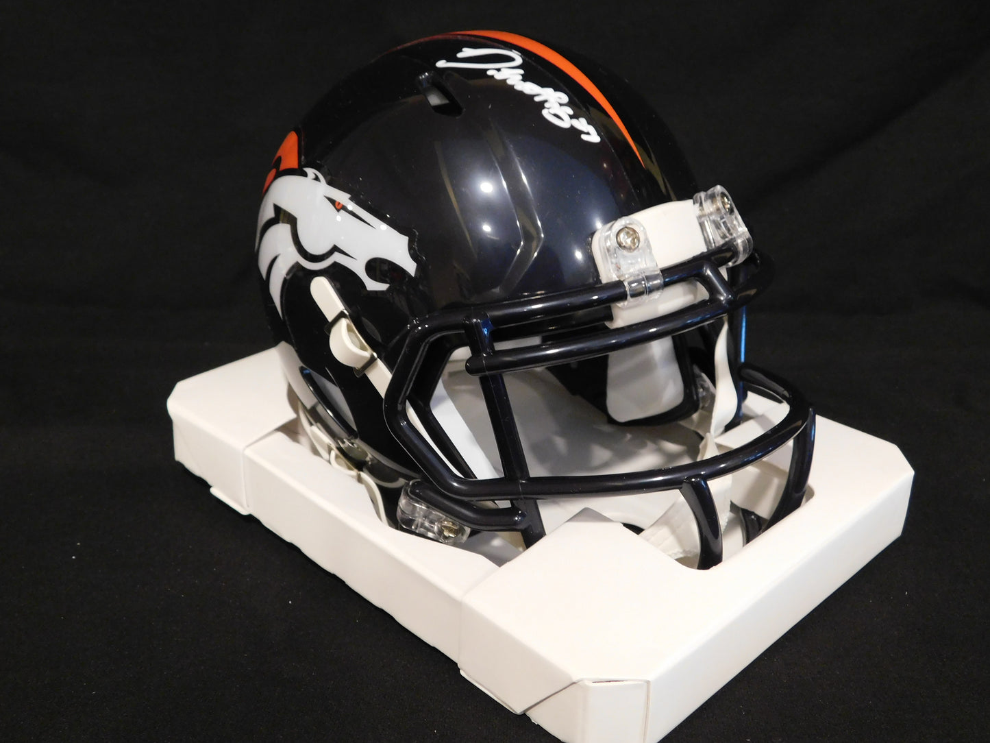 Damarri Mathis Signed Autographed Denver Broncos Speed Mini Helmet JSA COA