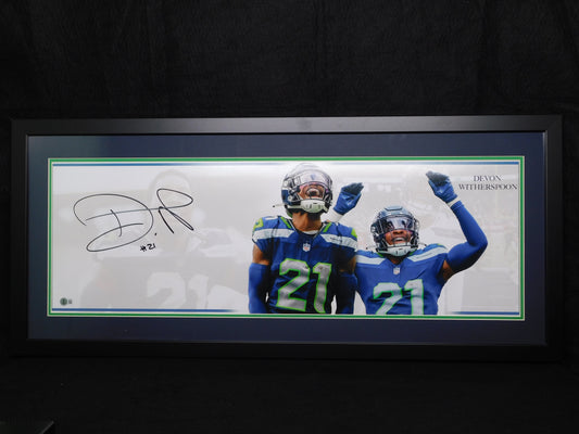 Devon Witherspoon Signed Autographed Framed Panoramic Photo Seattle Seahawks BAS COA A