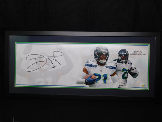 Devon Witherspoon Signed Autographed Framed Panoramic Photo Seattle Seahawks BAS COA C