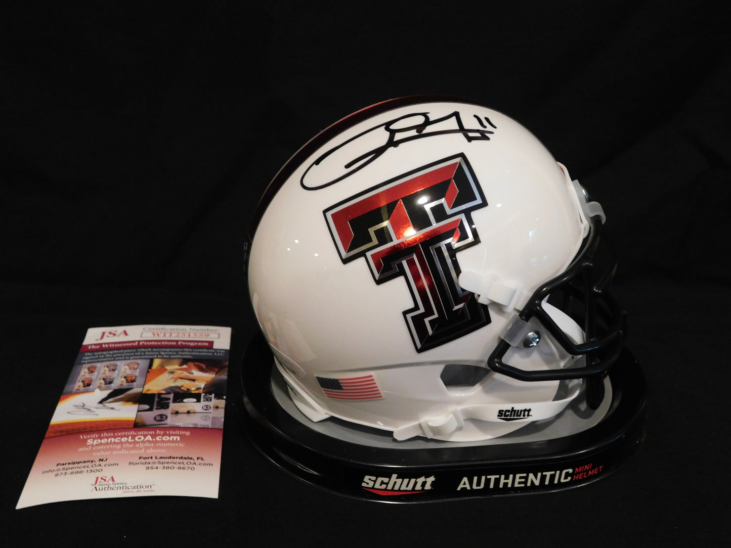 Jakeem Grant Signed Autographed Texas Tech Red Raiders Schutt Mini Helmet JSA COA