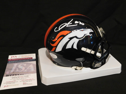 Caden Sterns Signed Autographed Denver Broncos Speed Mini Helmet Texas JSA COA