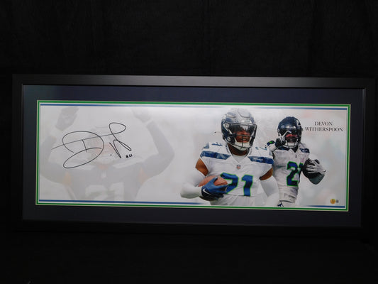 Devon Witherspoon Signed Autographed Framed Panoramic Photo Seattle Seahawks BAS COA D