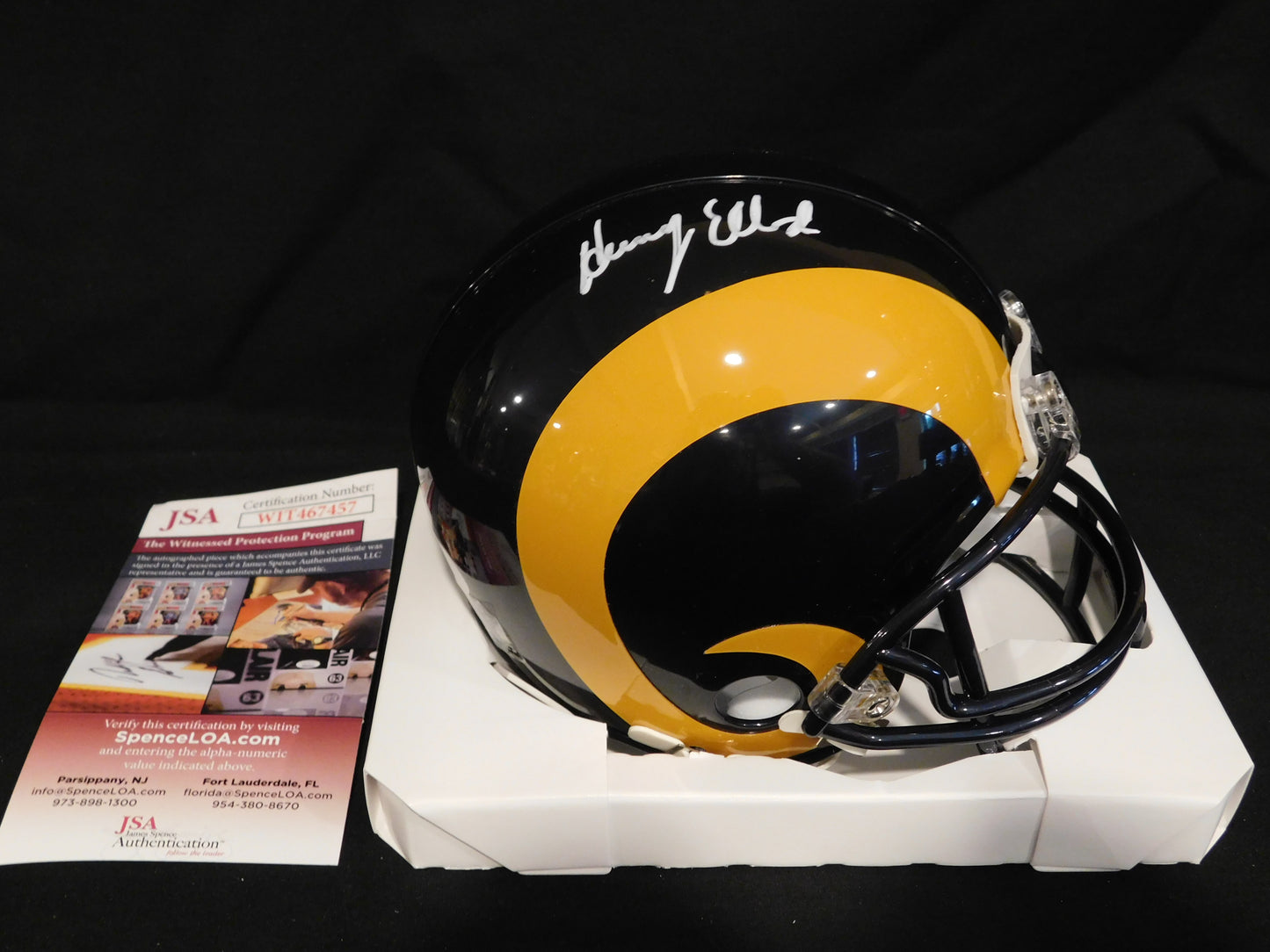 Henry Ellard Signed Autographed Los Angeles Rams Throwback VSR4 Mini Helmet JSA COA