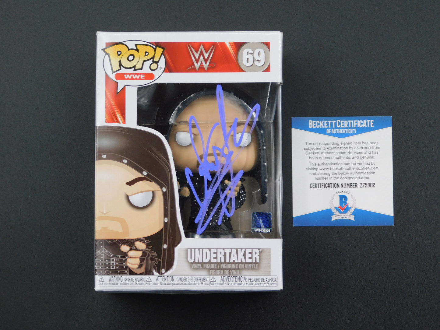 Undertaker Signed / Autographed Vinyl Funko Pop! 69 WWE WWF Beckett BAS COA