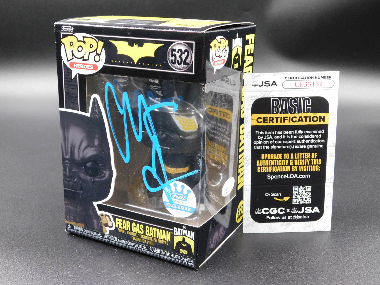 Christian Bale Signed Autographed Funko Pop 532 Fear Gas Batman Begins JSA COA