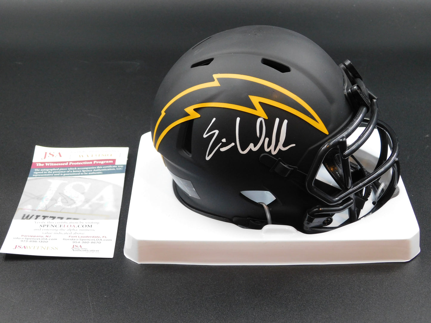 Eric Weddle Signed Autographed San Diego / Los Angeles Chargers Eclipse Speed Mini Helmet JSA COA