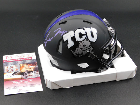 Trevon Moehrig Signed Autographed TCU Horned Frogs Speed Mini Helmet JSA COA