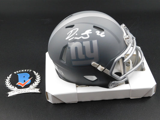 Devin Singletary Signed Autographed New York Giants Slate Speed Mini Helmet BAS COA