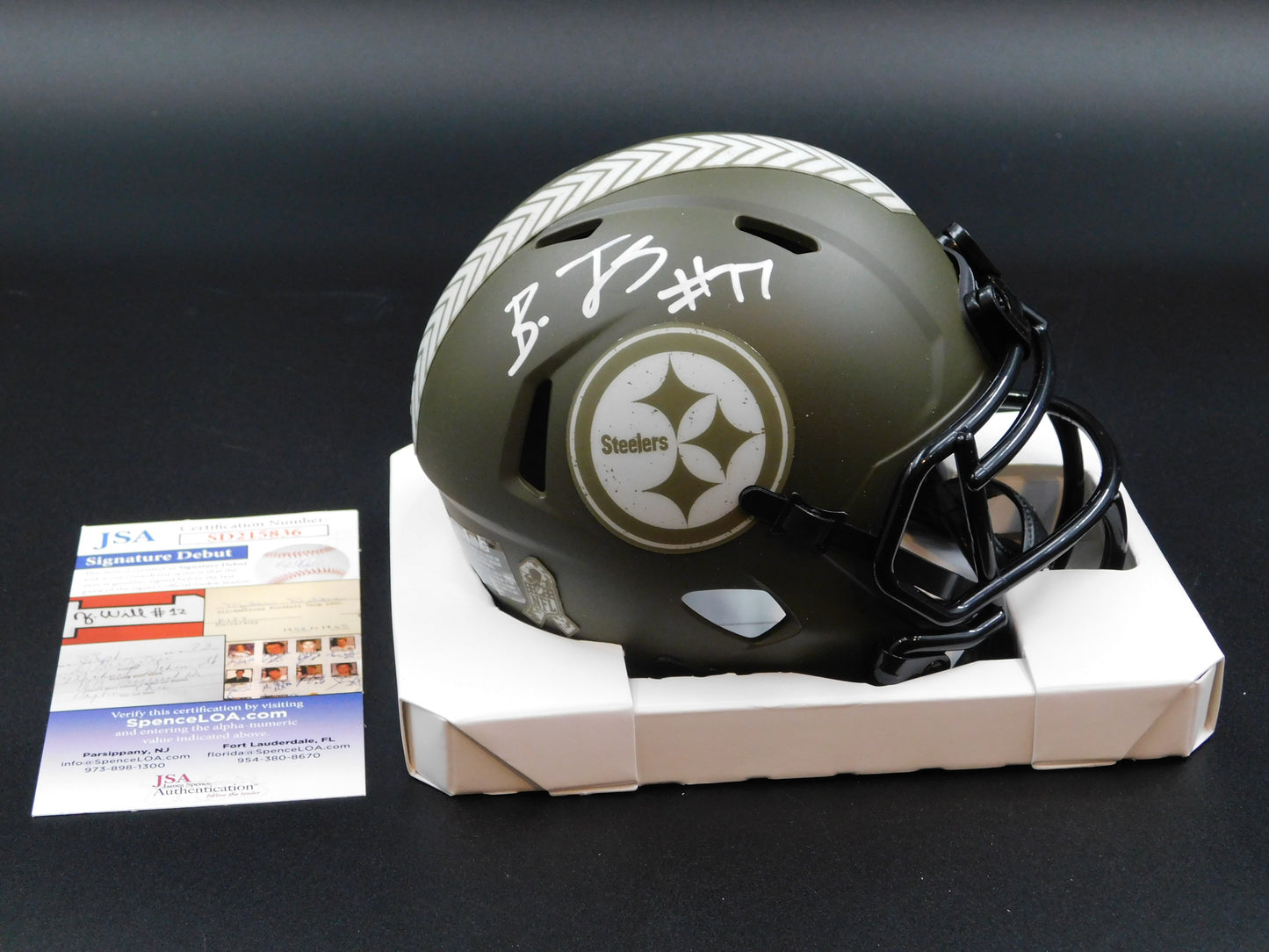 Broderick Jones Signed Autographed Pittsburgh Steelers STS Speed Mini Helmet JSA COA