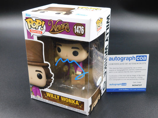 Timothee Chalamet Signed Autographed Funko Pop 1476 Willy Wonka Chocolate Factory ACOA