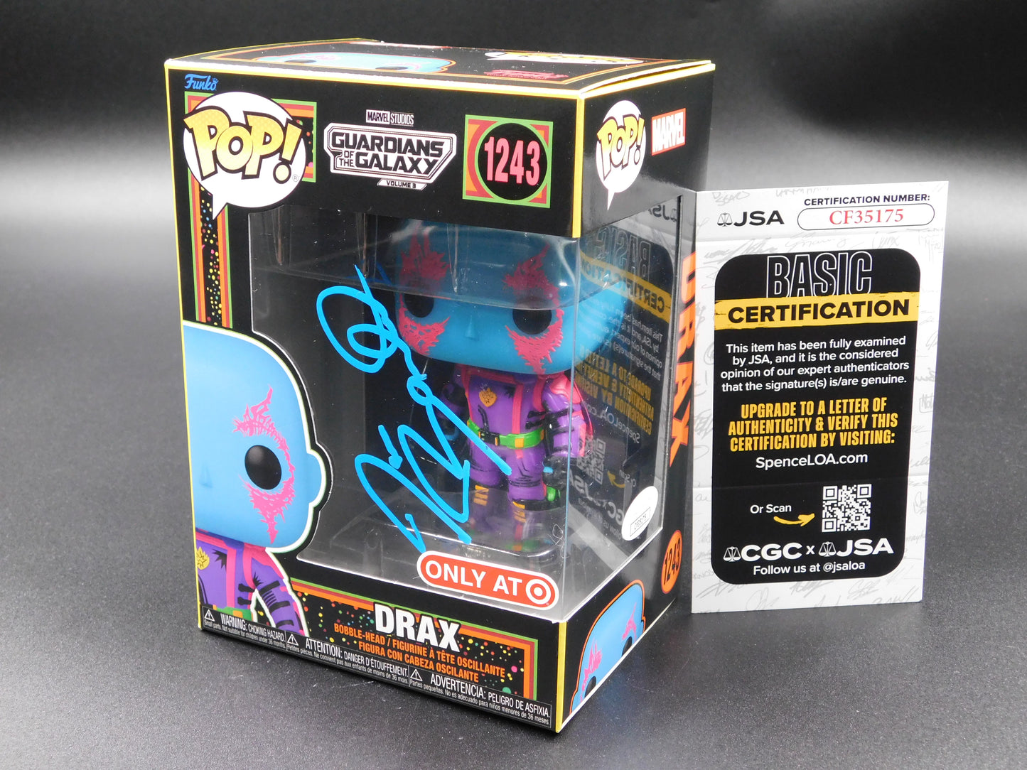 Dave Bautista Signed Autographed Funko Pop 1243 Drax Guardians of The Galaxy JSA COA