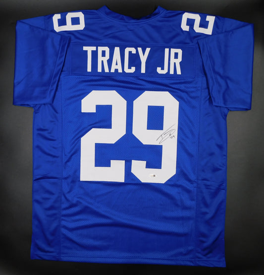 Tyrone Tracy Jr Signed Autographed New York Giants Blue Football Jersey JSA COA
