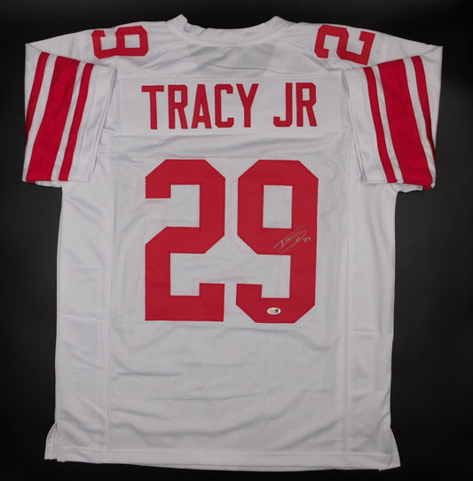Tyrone Tracy Jr Signed Autographed New York Giants White Football Jersey JSA COA