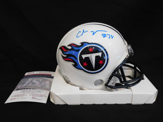 Chris Johnson CJ2K Signed Autographed White Tennessee Titans Throwback VSR4 Mini Helmet JSA COA