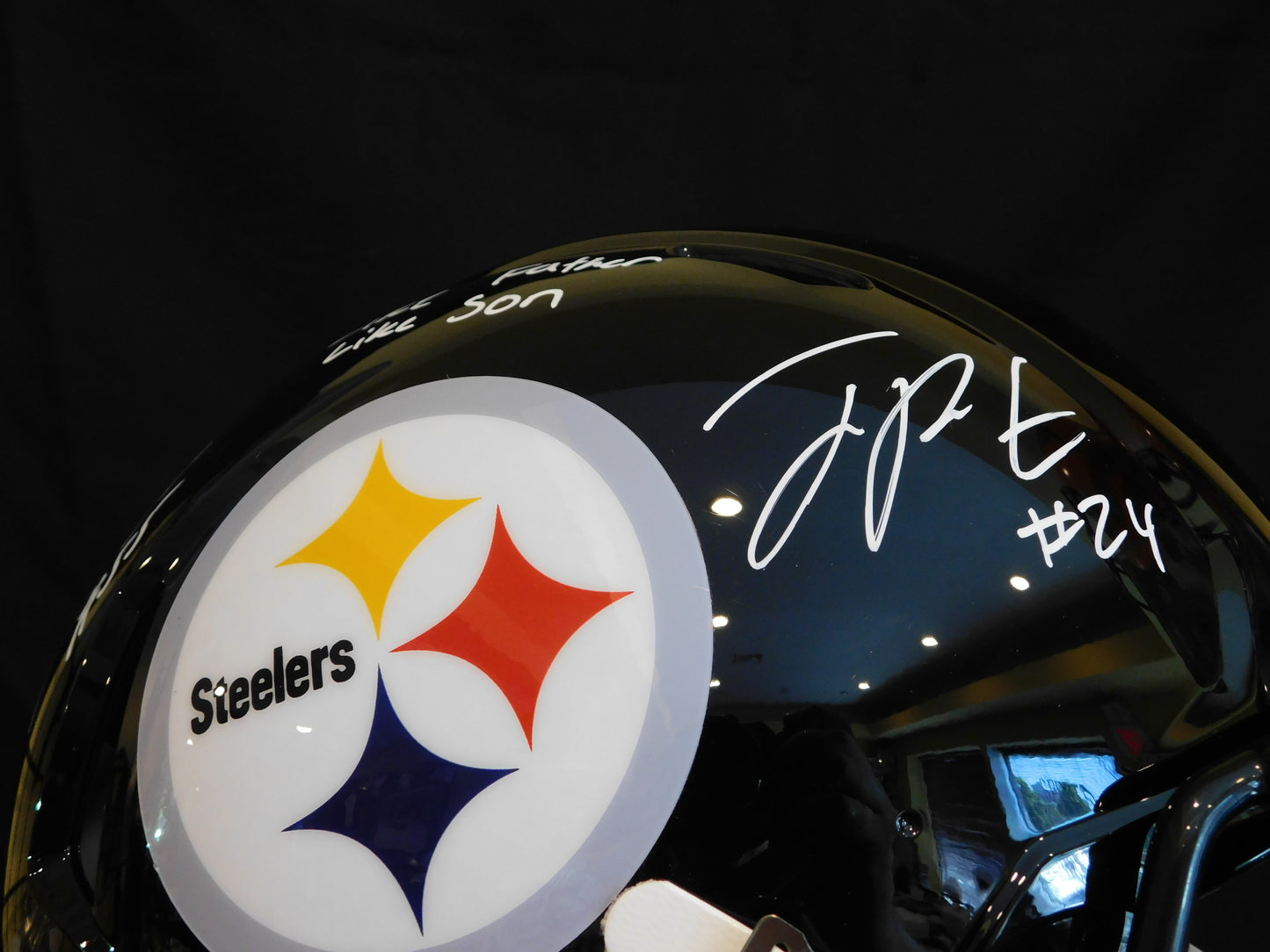 Joey Porter Jr & Sr Signed Autographed Pittsburgh Steelers Full Size Authentic Speed Helmet JSA COA