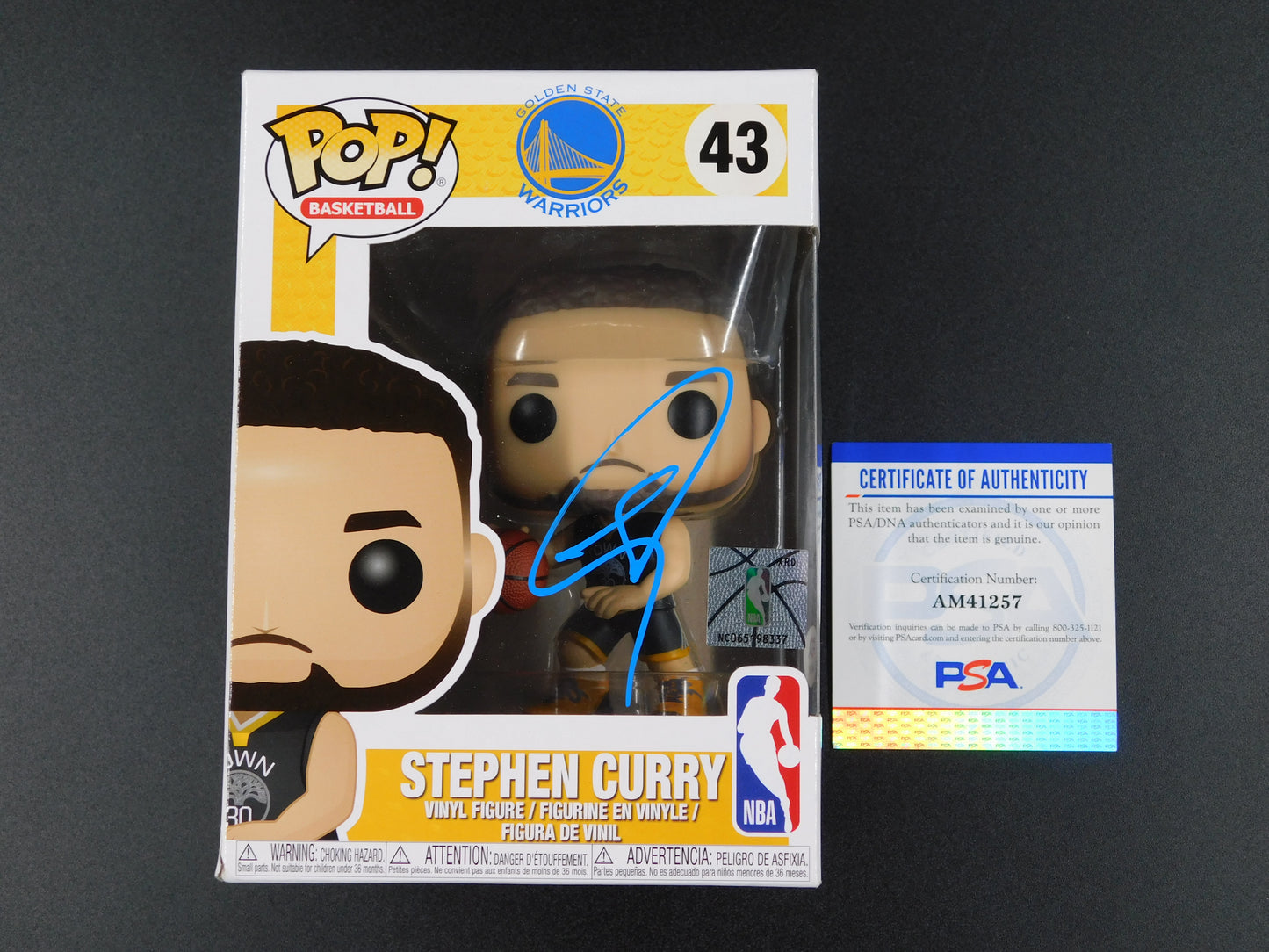 Steph Curry Signed Autographed Funko Pop! 43 Golden State Warriors Champ PSA COA