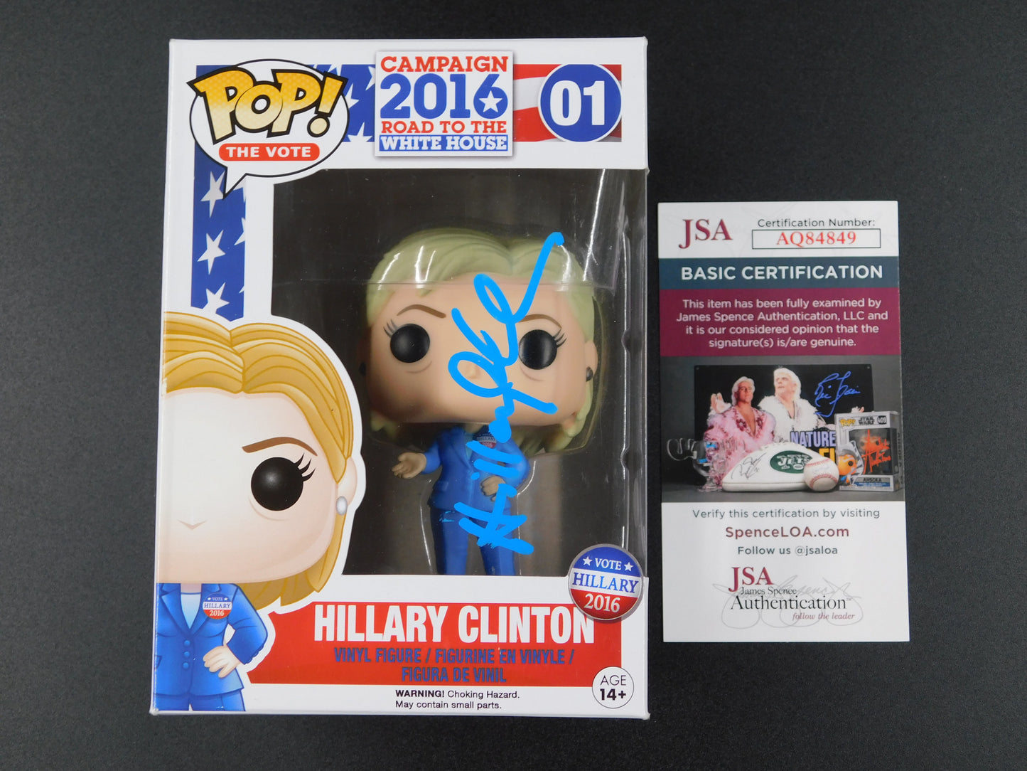 Hillary Clinton Full Name Signed Funko Pop! 01 2016 US Presidential Election JSA COA