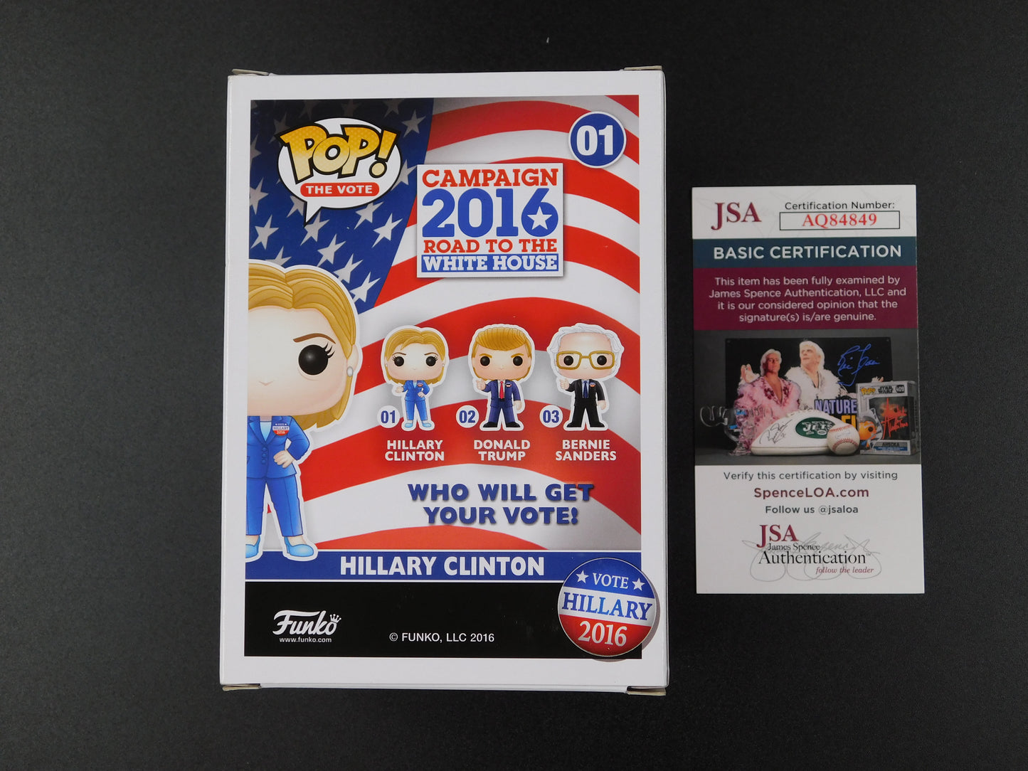 Hillary Clinton Full Name Signed Funko Pop! 01 2016 US Presidential Election JSA COA