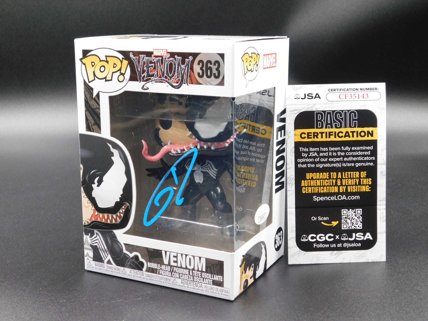 Tom Hardy Signed Autographed Funko Pop 363 Venom Eddie Brock Marvel JSA COA A