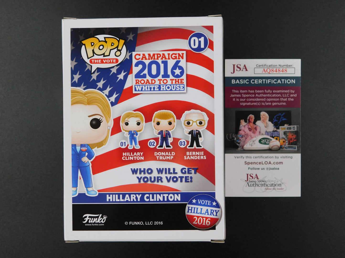 Hillary Clinton Full Name Signed Funko Pop! 01 2016 US Presidential Election JSA COA