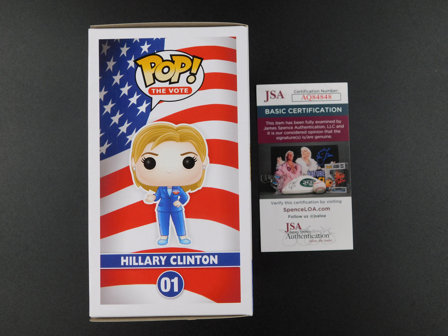 Hillary Clinton Full Name Signed Funko Pop! 01 2016 US Presidential Election JSA COA