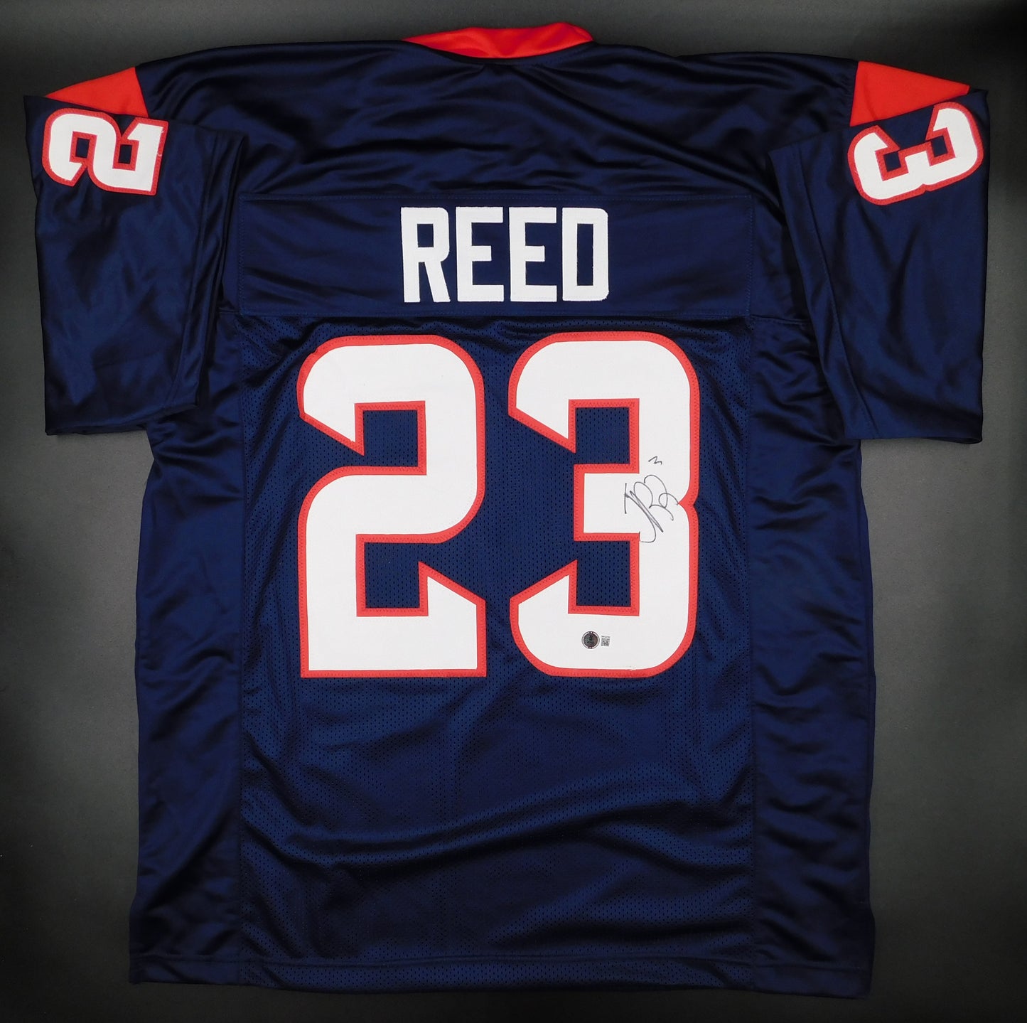 Jaylen Reed Signed Autographed Houston Texans Blue Football Jersey BAS COA