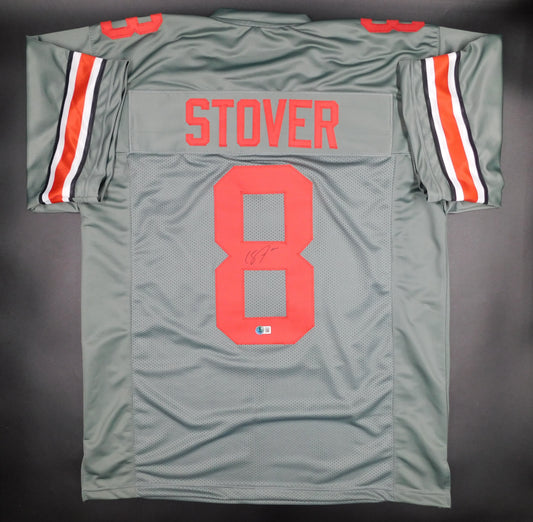 Cade Stover Signed Autographed Ohio State Buckeyes Grey Football Jersey Texans BAS COA