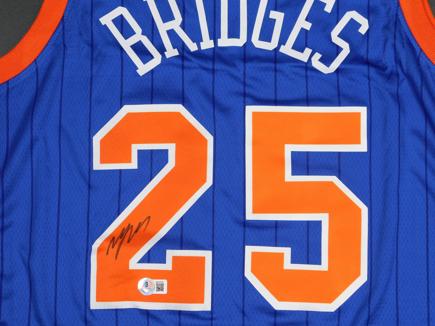 Mikal Bridges Signed Autographed New York Knicks Blue Basketball Jersey Villanova BAS COA