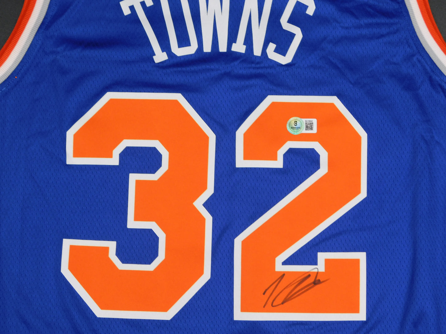 Karl-Anthony Towns Signed Autographed New York Knicks Blue Basketball Jersey BAS COA
