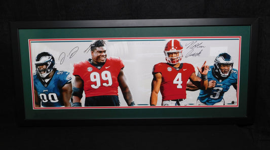 Nolan Smith & Jordan Davis Dual Signed Autographed Framed Panoramic Photo Philly Dawgs BAS COA