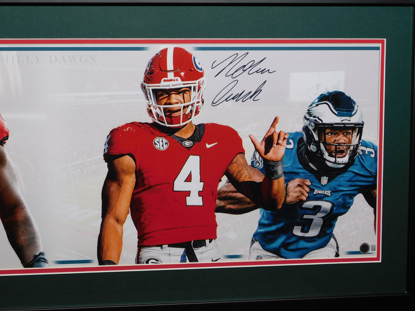 Nolan Smith & Jordan Davis Dual Signed Autographed Framed Panoramic Photo Philly Dawgs BAS COA