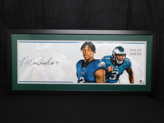 Nolan Smith Signed Autographed Framed Panoramic Photo Philladelphia Eagles BAS COA
