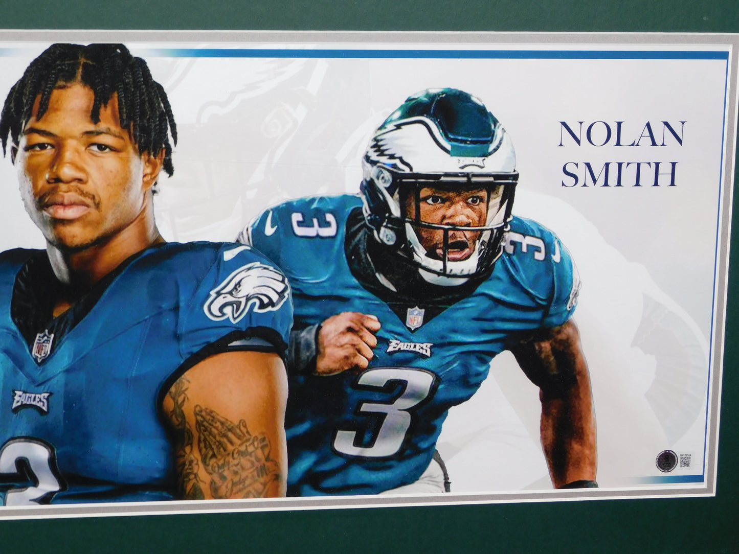 Nolan Smith Signed Autographed Framed Panoramic Photo Philladelphia Eagles BAS COA