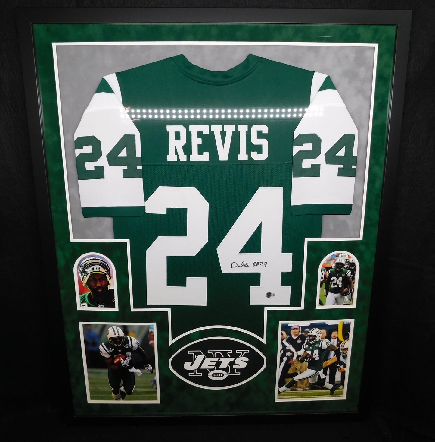 Darrelle Revis Signed Autographed Framed New York Jets Green Football Jersey HOF BAS COA