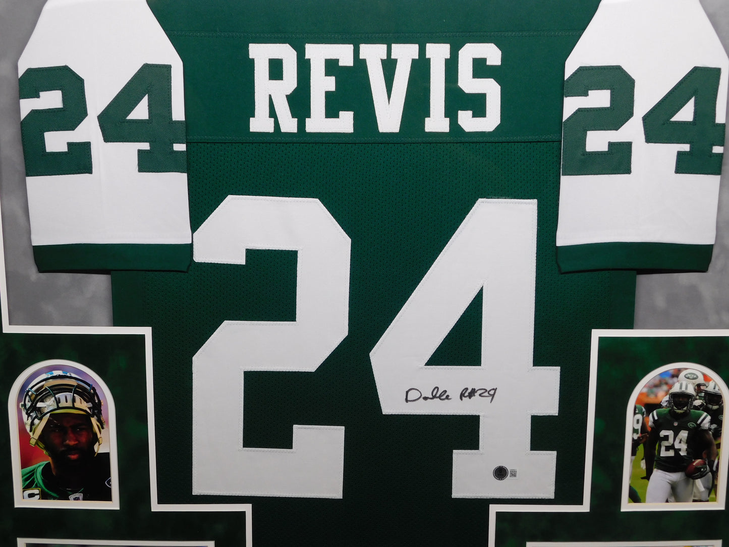 Darrelle Revis Signed Autographed Framed New York Jets Green Football Jersey HOF BAS COA