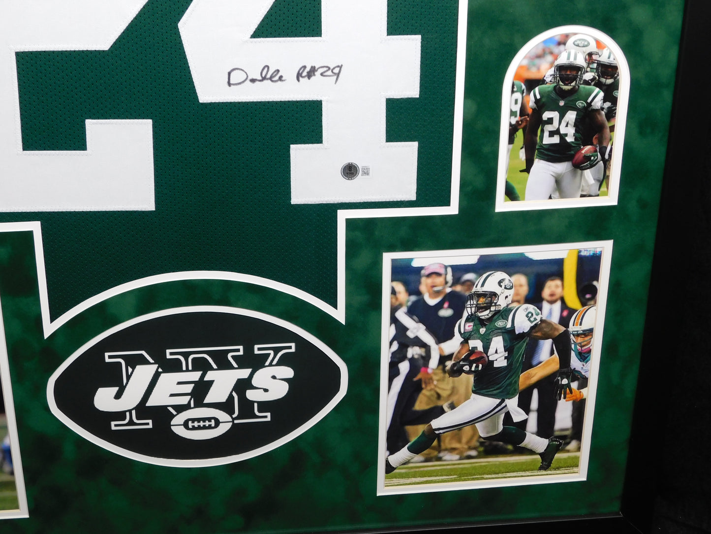 Darrelle Revis Signed Autographed Framed New York Jets Green Football Jersey HOF BAS COA