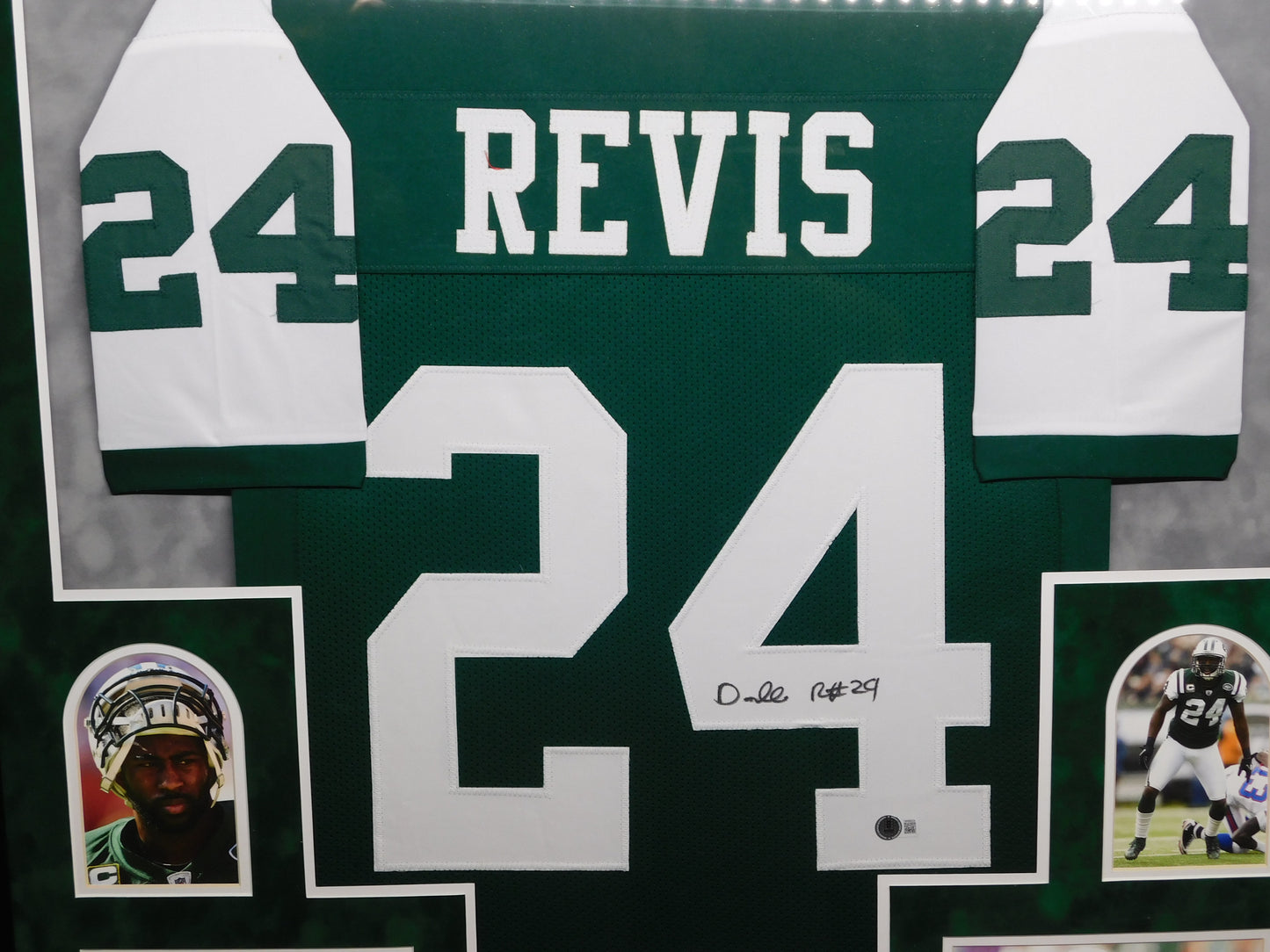 Darrelle Revis Signed Autographed Framed New York Jets Green Football Jersey HOF BAS COA