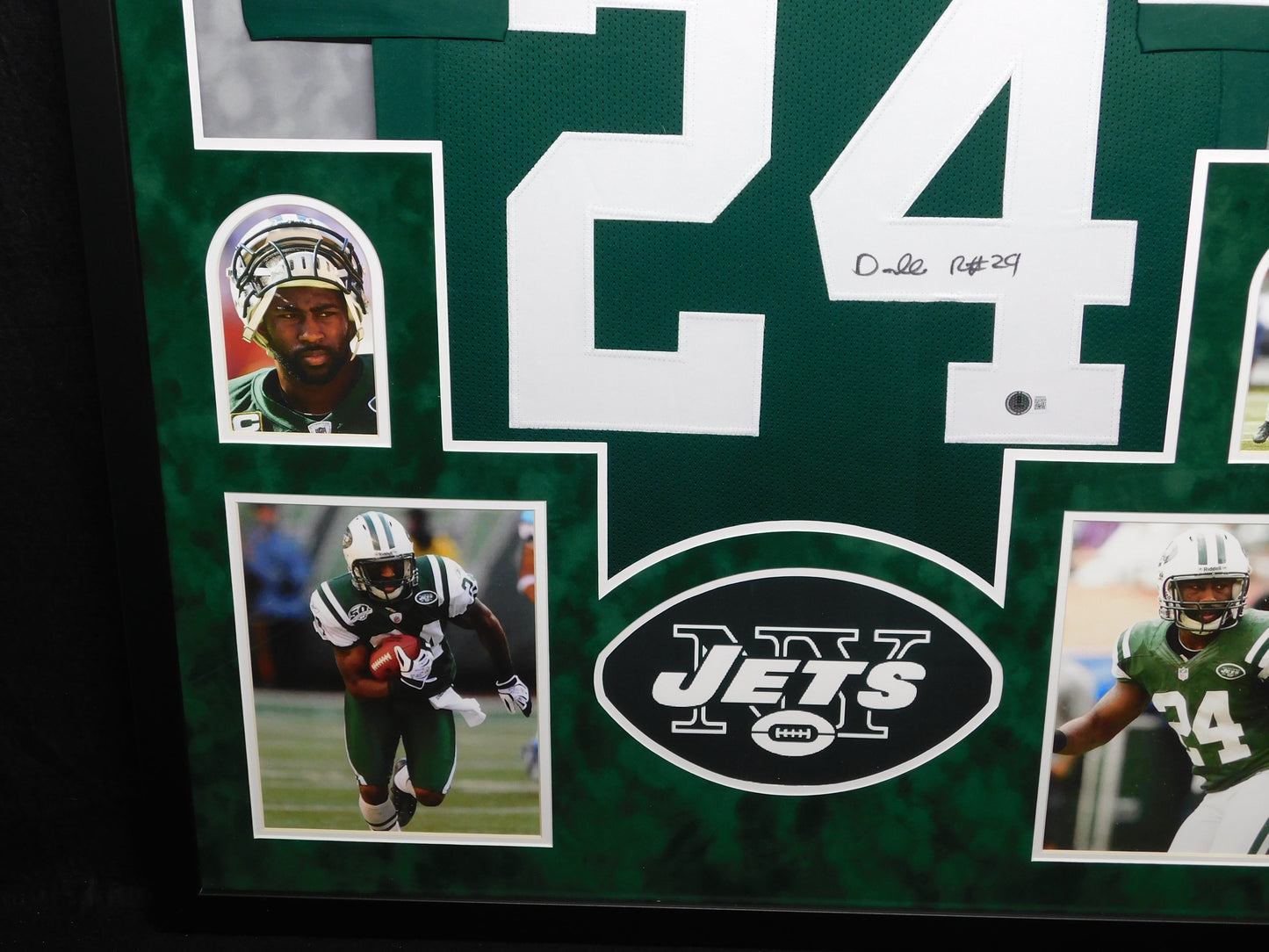Darrelle Revis Signed Autographed Framed New York Jets Green Football Jersey HOF BAS COA