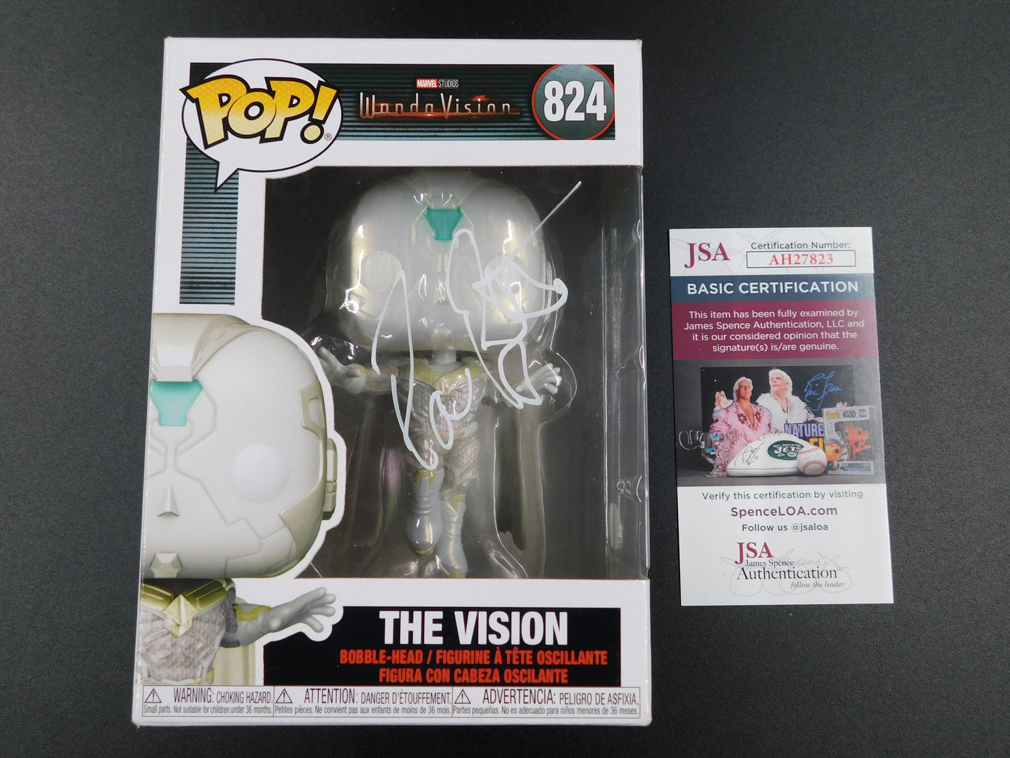 Paul Bettany Signed Autograph Vinyl Funko Pop 824 The Vision WandaVision JSA COA