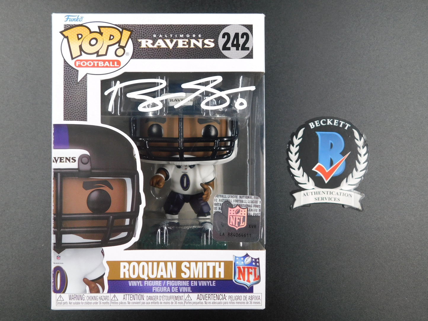 Roquan Smith Signed Autographed Vinyl Funko Pop 242 Baltimore Ravens NFL BAS COA