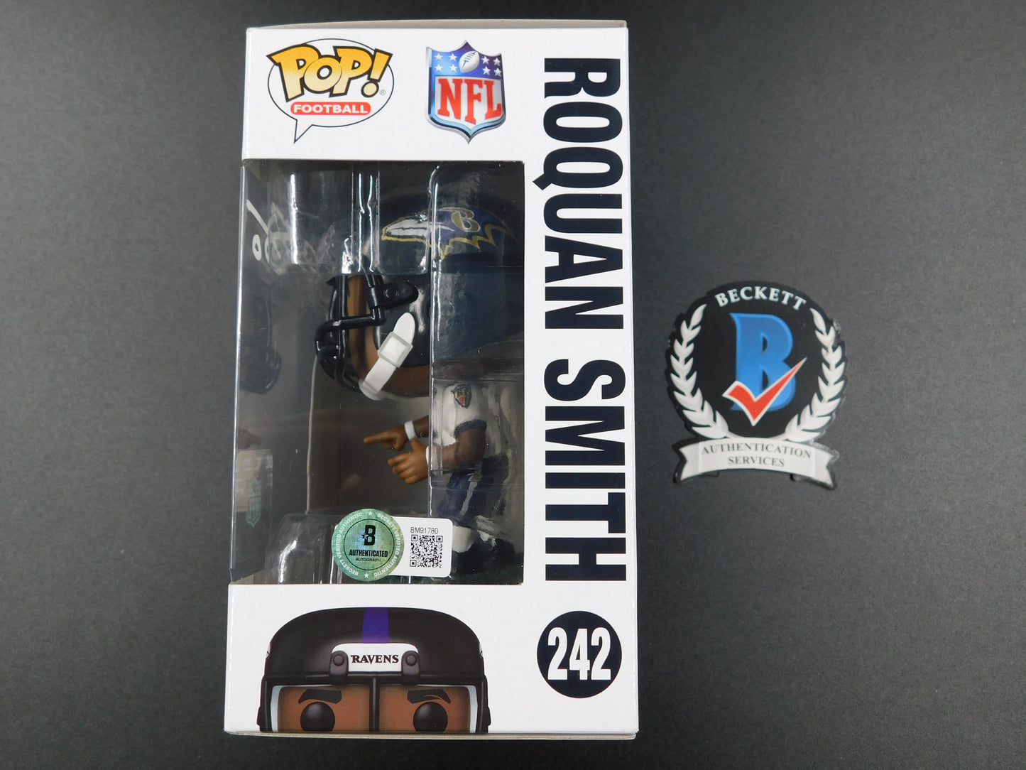 Roquan Smith Signed Autographed Vinyl Funko Pop 242 Baltimore Ravens NFL BAS COA