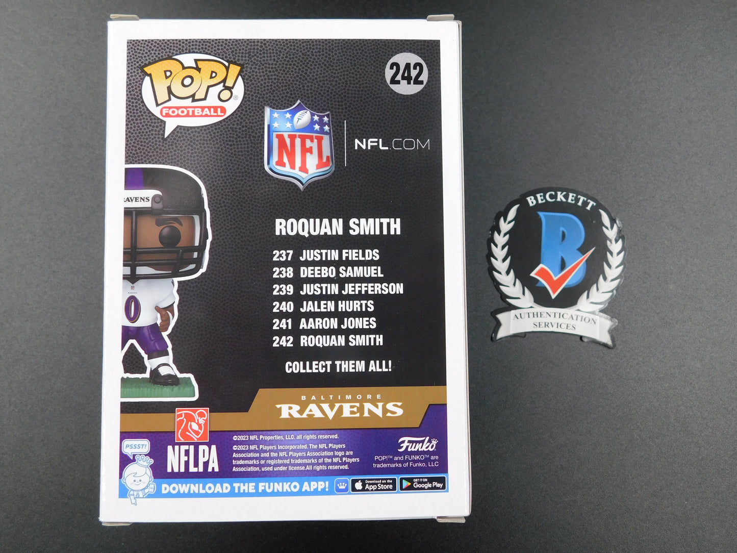 Roquan Smith Signed Autographed Vinyl Funko Pop 242 Baltimore Ravens NFL BAS COA