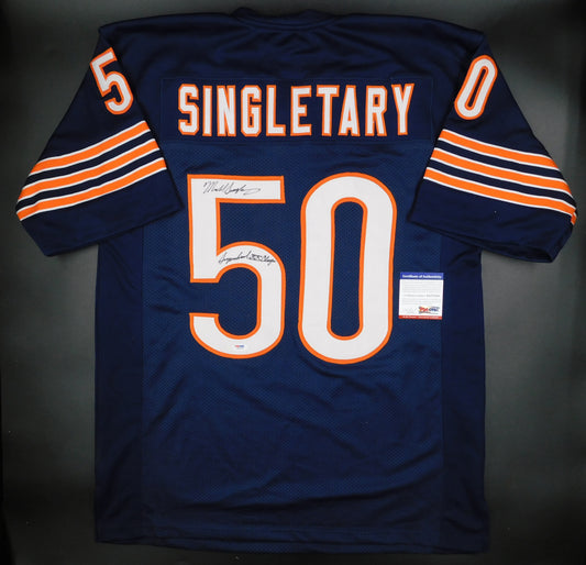 Mike Singletary Signed Autographed Inscribed Chicago Bears Football Jersey SB XX Champs PSA COA