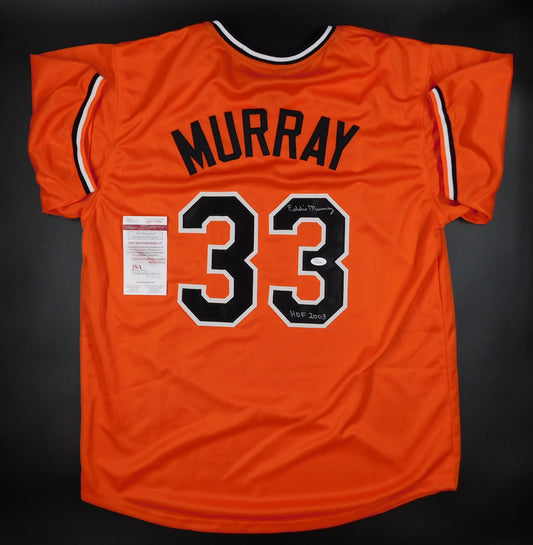 Eddie Murray Signed Autographed Baltimore Orioles Orange Jersey Inscribed HOF 2003 JSA COA
