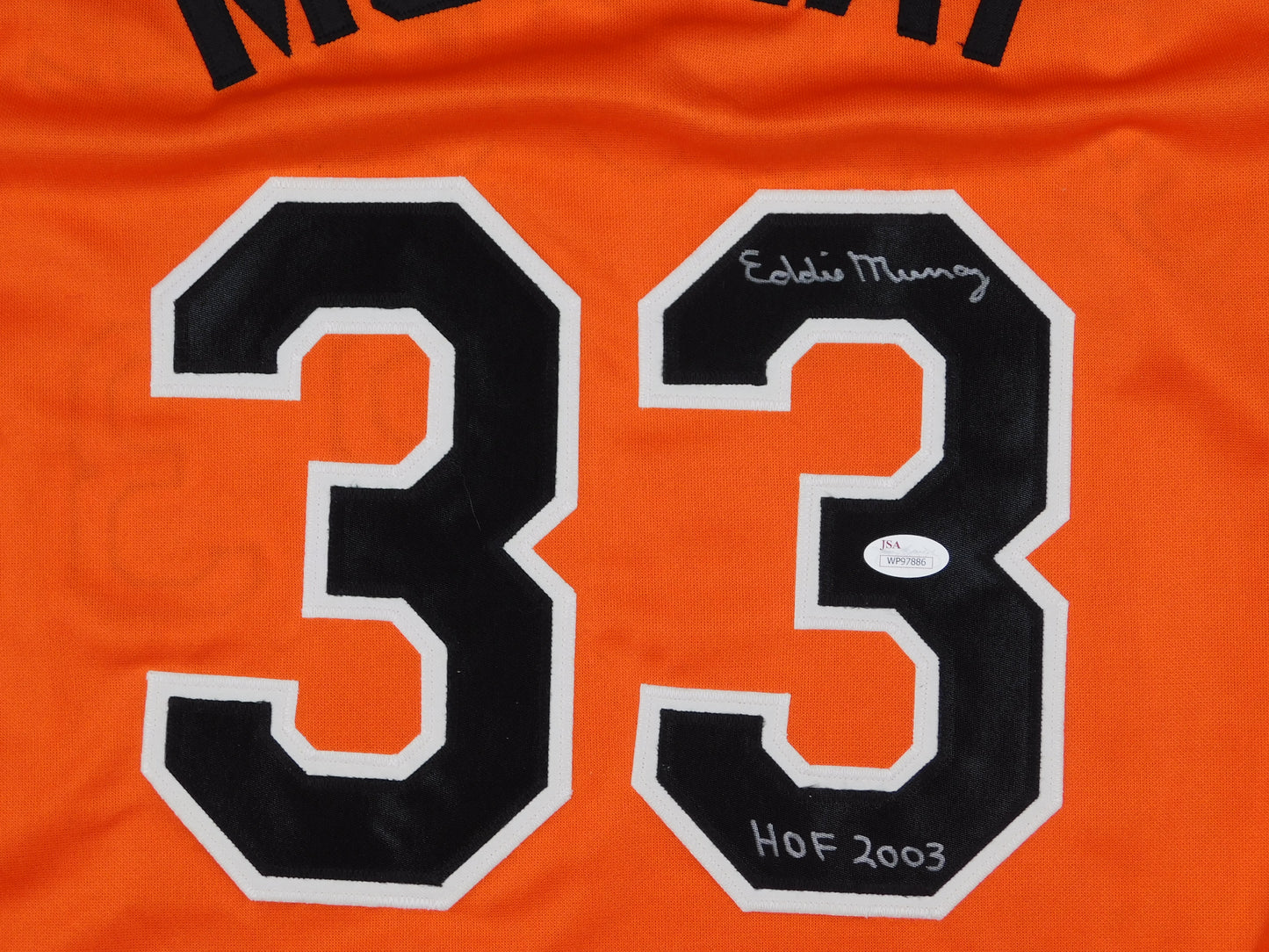 Eddie Murray Signed Autographed Baltimore Orioles Orange Jersey Inscribed HOF 2003 JSA COA