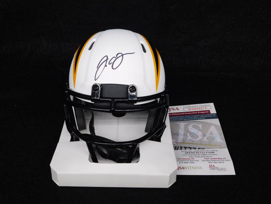 JC Jackson Signed Autographed Los Angeles Chargers Lunar Mini Helmet JSA COA