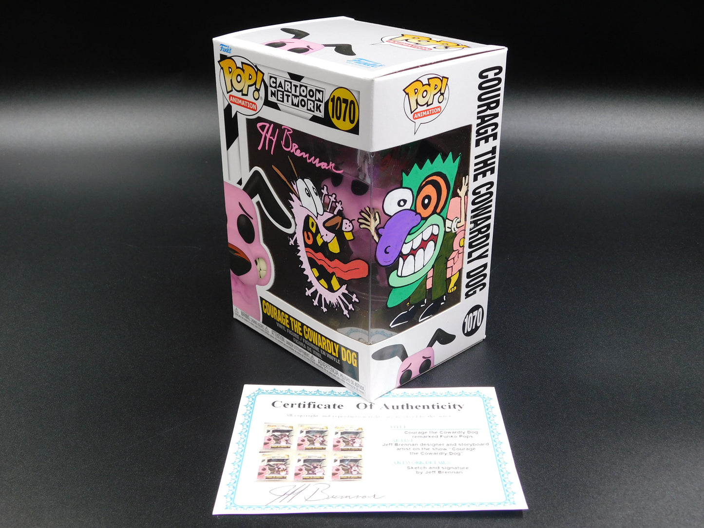 Jeff Brennan Remark Artwork Sketch Signed Funko Pop 1070 Courage The Cowardly Dog