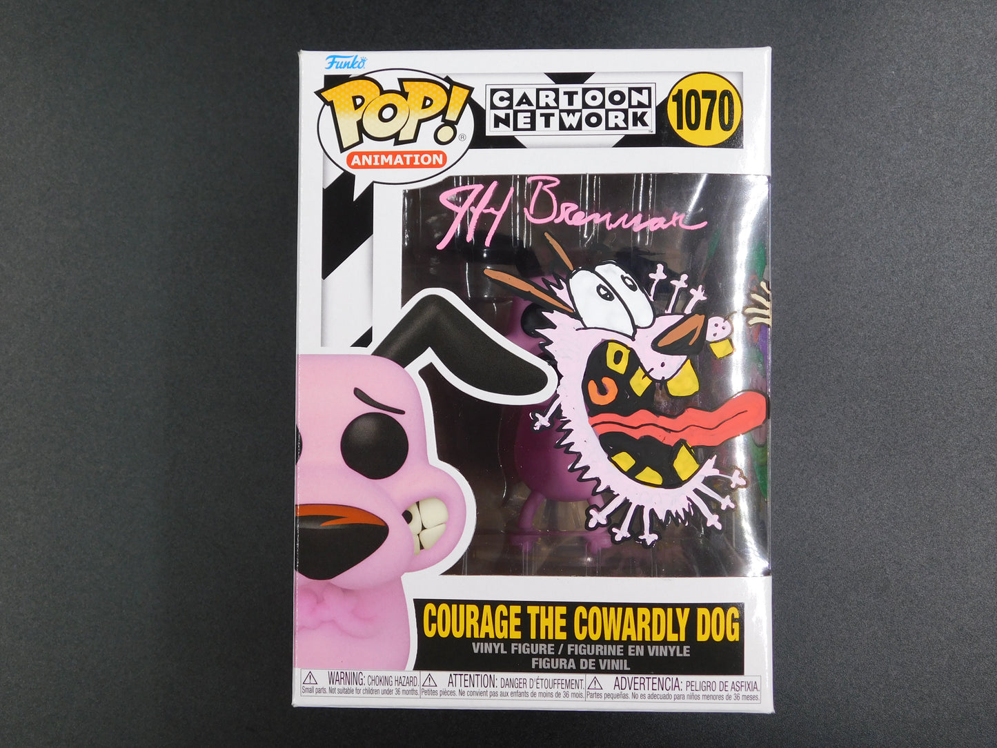 Jeff Brennan Remark Artwork Sketch Signed Funko Pop 1070 Courage The Cowardly Dog